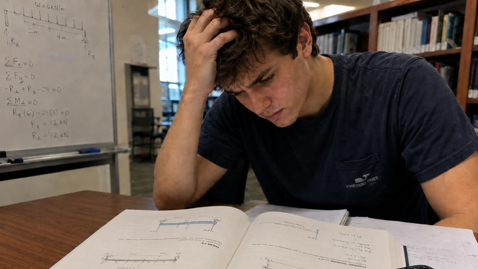 Engineering student feeling stuck while reviewing a Statics problem